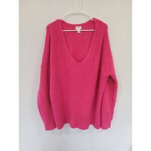 Caslon Women's Pink V-Neck Knit‎ Sweater Size 2X #14